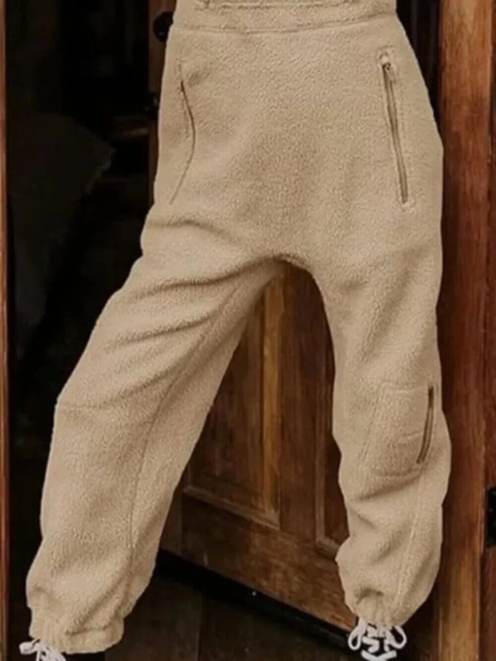 Mountain Cabin Khaki/Beige Fleece Overalls - Picture 4 of 7